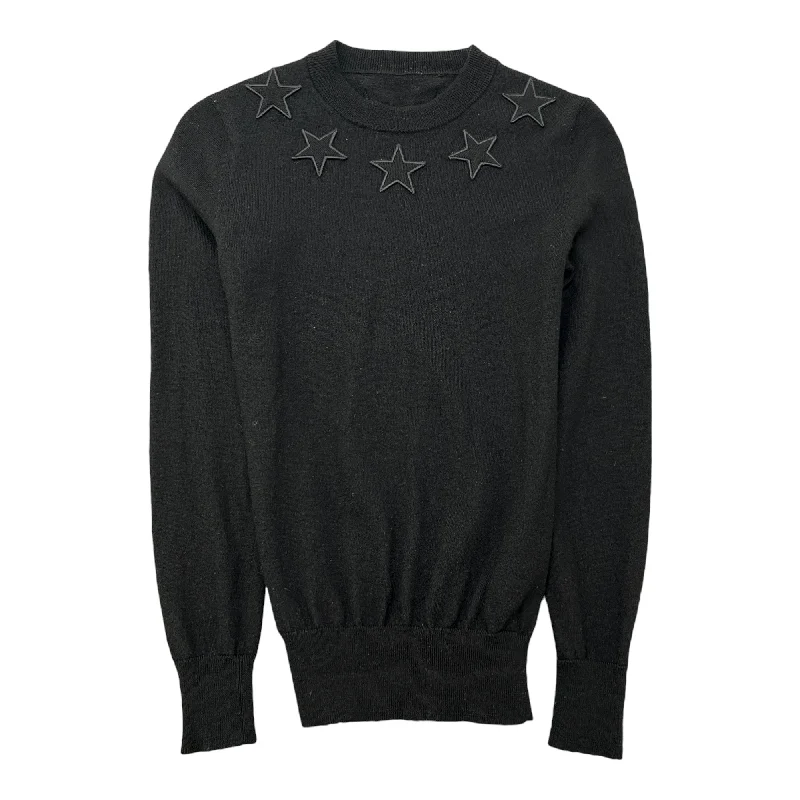Weekend Deals You Can't Resist Men's Embroidered Stars Jumper Black Size XS