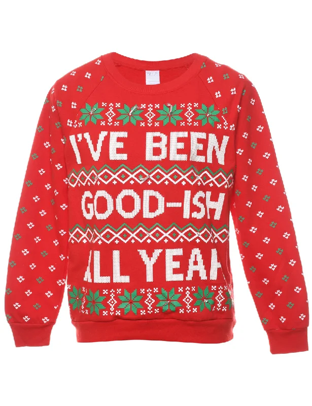 Weekend Deals That Wow Red Christmas Sweatshirt - S