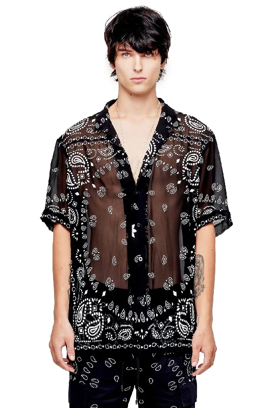 Best Choice SHEER BANDANA PARTY SHIRT IN BLACK