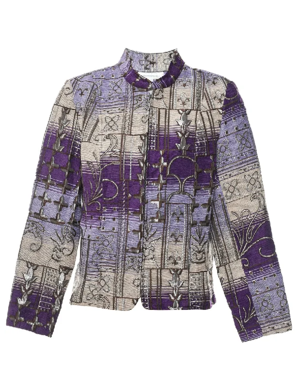 Weekend Offers That Delight Purple Floral Tapestry Jacket - M