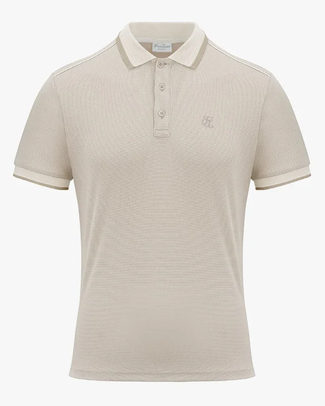 Make Your Weekend Count with Savings Men's Liv Collar Short Sleeved T-shirt - Beige