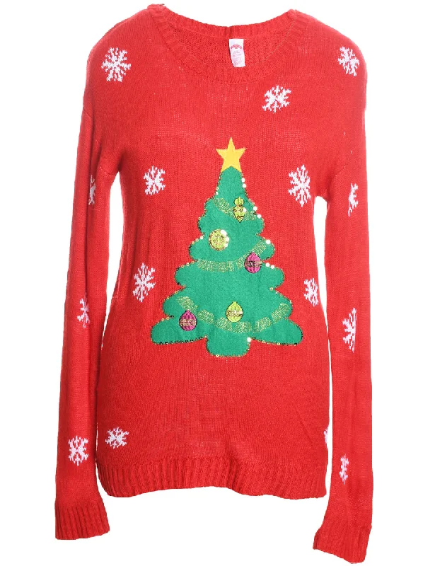 Unwind with Weekend Discounts Red Christmas Jumper - L