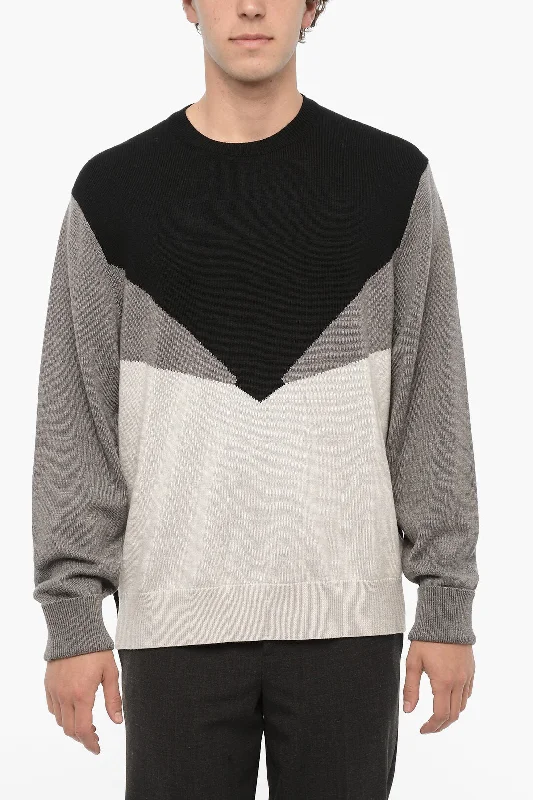 Neil Barrett Crew Neck MODERNIST Sweater with Color Block Design