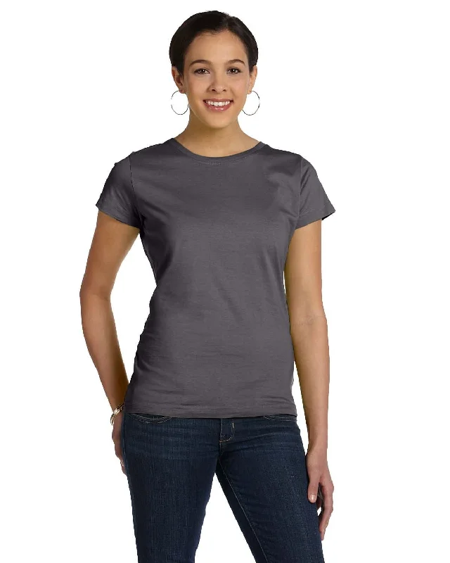 LAT Ladies Fine Jersey Longer Length T-Shirt | Charcoal