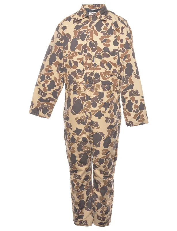 Half Price Printed Zip Through Workwear Boiler Suit - L