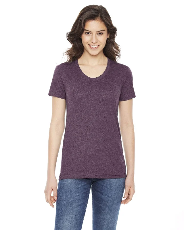 American Apparel Ladies Poly-Cotton Short Sleeve Crewneck | Heather Plum