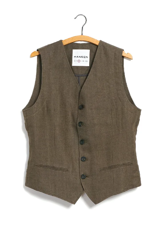 DANIEL | Classic Waistcoat | Khaki Linen