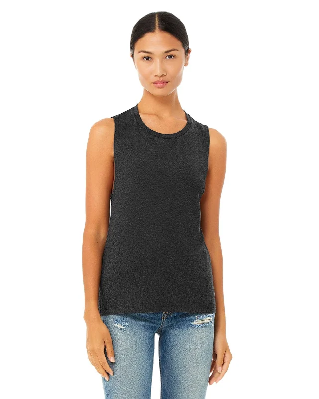Deal of the Day Bella+Canvas Ladies Flowy Scoop Muscle Tank | Dark Gry Heather