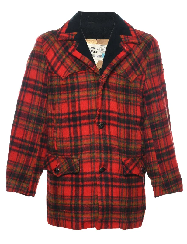Weekend Specials to Love Plaid Wool Coat - M