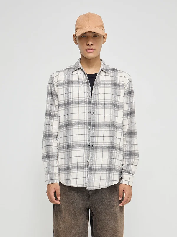 Best Choice Nuon Grey Checkered Relaxed-Fit Shirt
