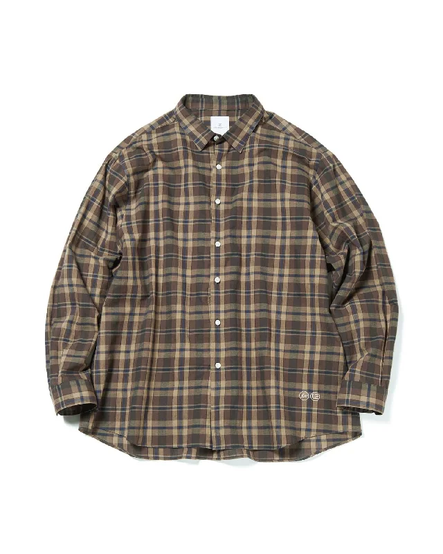 Weekend Specials to Grab LINEN CHECK LOGO BAGGY SHIRT
