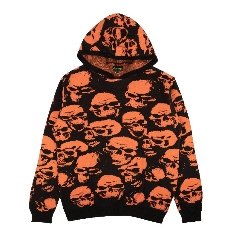 Psychworld Knit Skull Hoodie - Orange