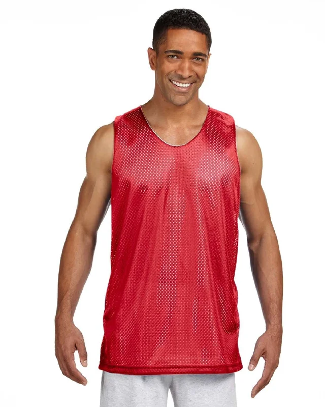 A4 Men's Reversible Mesh Tank | Scarlet/ White