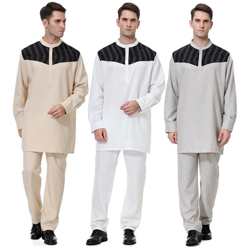 Muslim Modern Mem Clothing Set Butang Baju Melayu Lelaki Premium