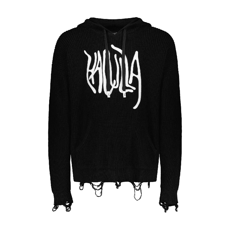 Time-Sensitive DISTRESSED HACULLA KNITTED SWEATER HOODIE