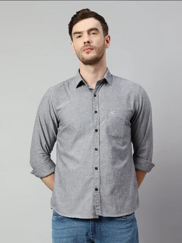 Men's Black Casual Plain Full Sleeve Shirt