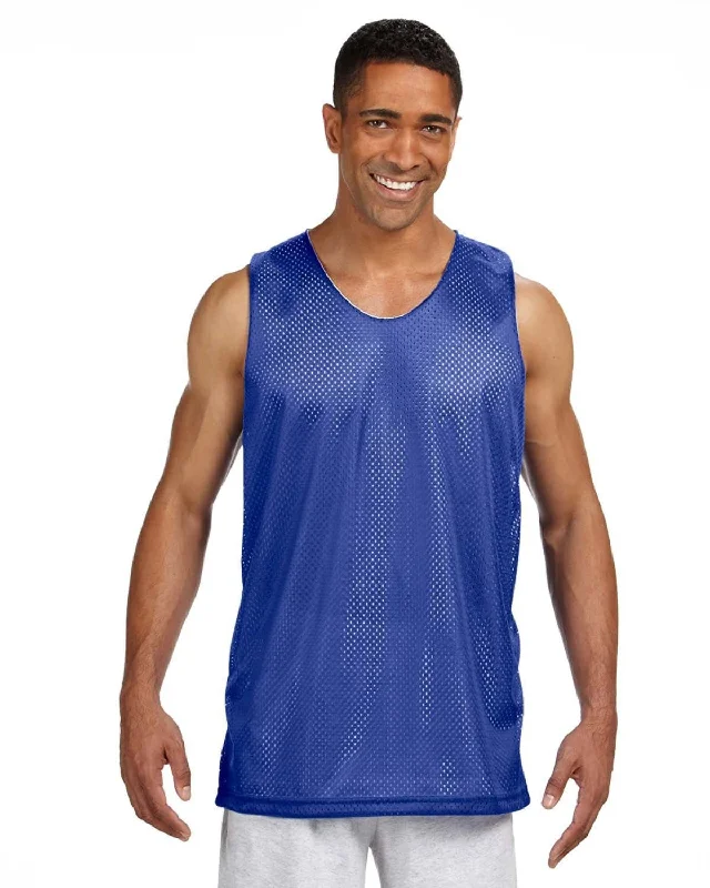 A4 Men's Reversible Mesh Tank | Royal/ White