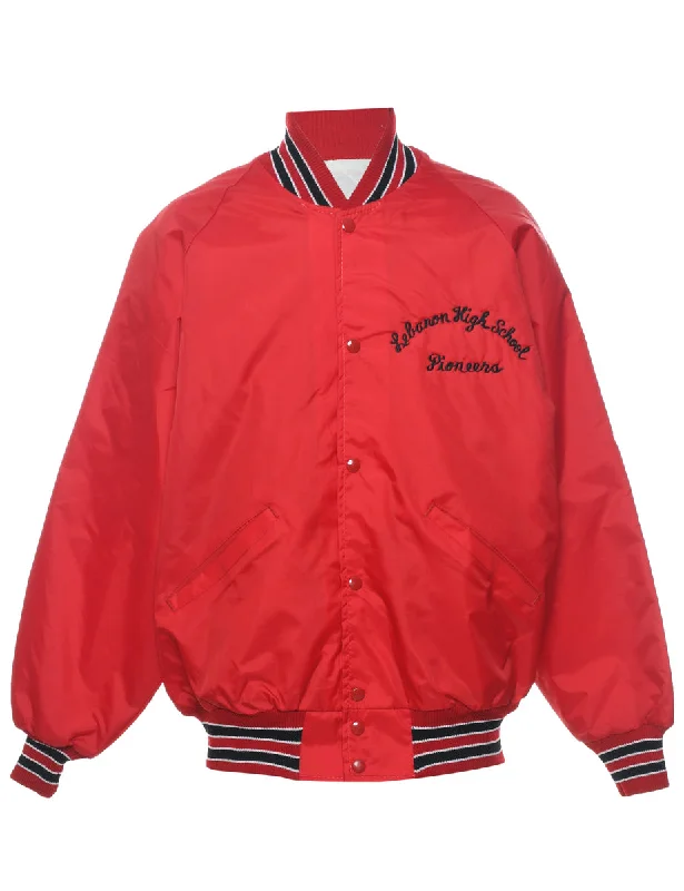 Sale Alert Red & Red Embroidered Bomber Jacket - L