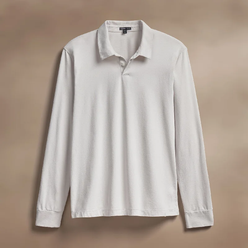 Special Discount Heavy Luxe Jersey Long Sleeve Polo - Light Mist