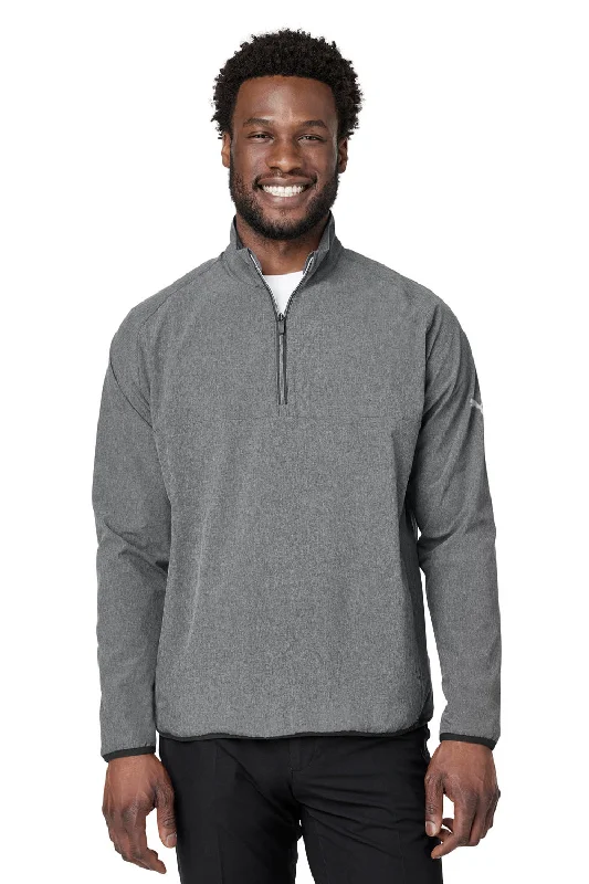 Weekend Specials to Love Puma Mens Coastal Woven Moisture Wicking 1/4 Zip Sweatshirt w/ Pockets - Heather Black