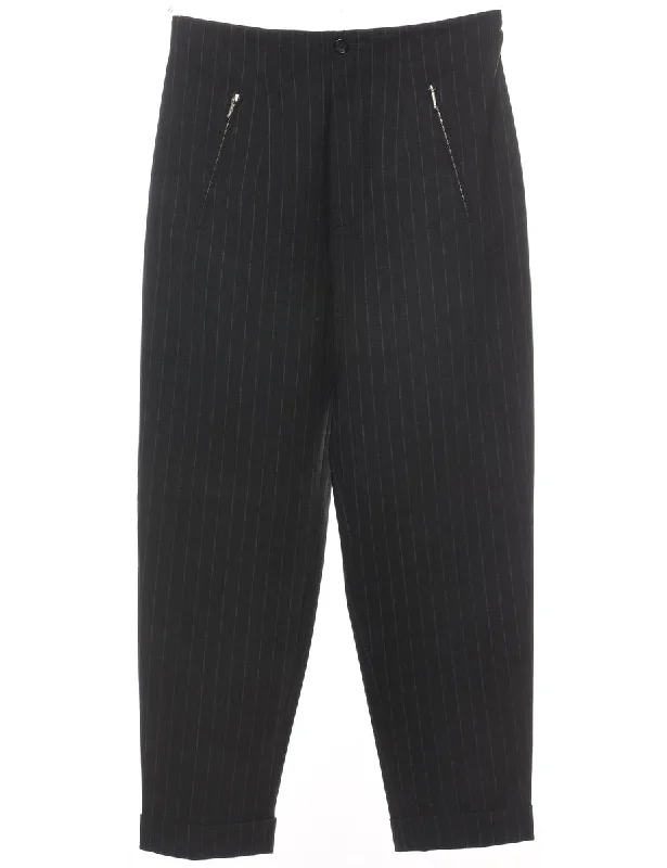 Weekend Shopping Made Better Pinstriped Dark Grey Trousers - W29 L26