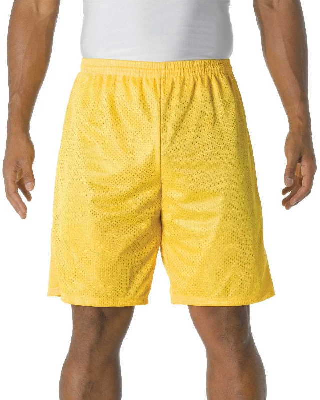 A4 Adult Nine Inch Inseam Mesh Shorts | Gold