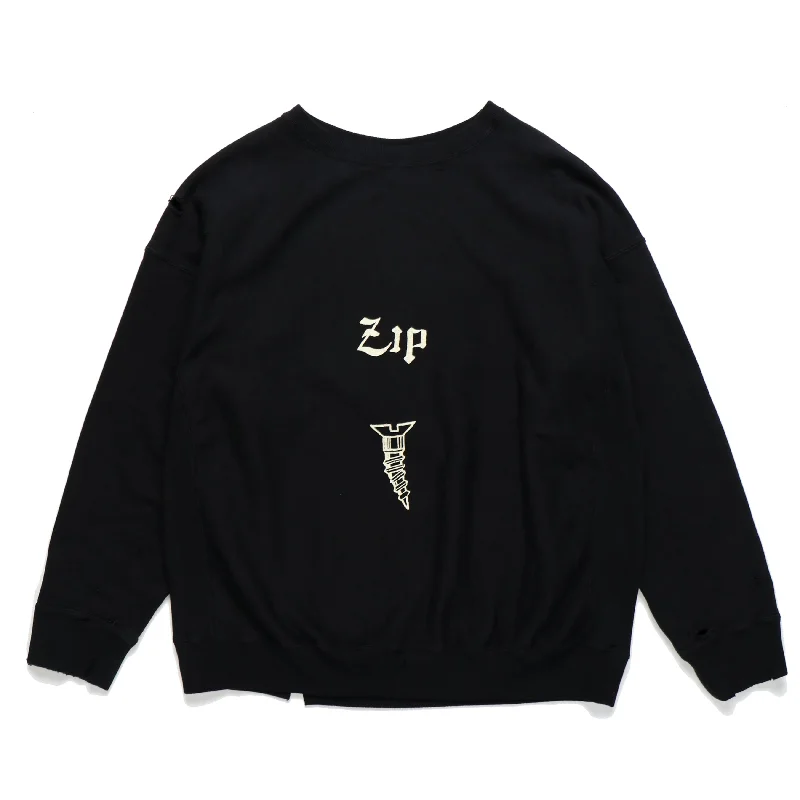 ZIP DAMAGE CREW SWEAT