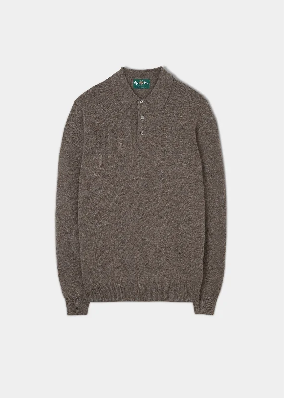 Weekend Bargains Await You Tresswell Geelong Wool Long Sleeve Polo Shirt in Teak - Regular Fit