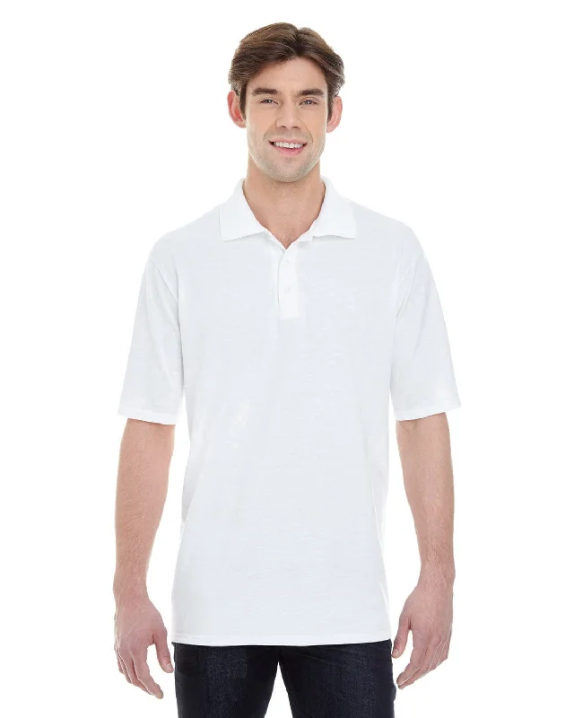 Hanes Mens X-Temp Pique Polo Shirt with Fresh IQ | White