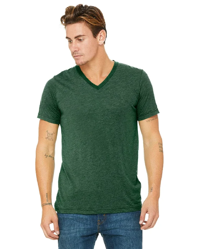 Bella+Canvas Unisex Triblend Short Sleeve V-Neck T-Shirt | Grass Grn Trblnd