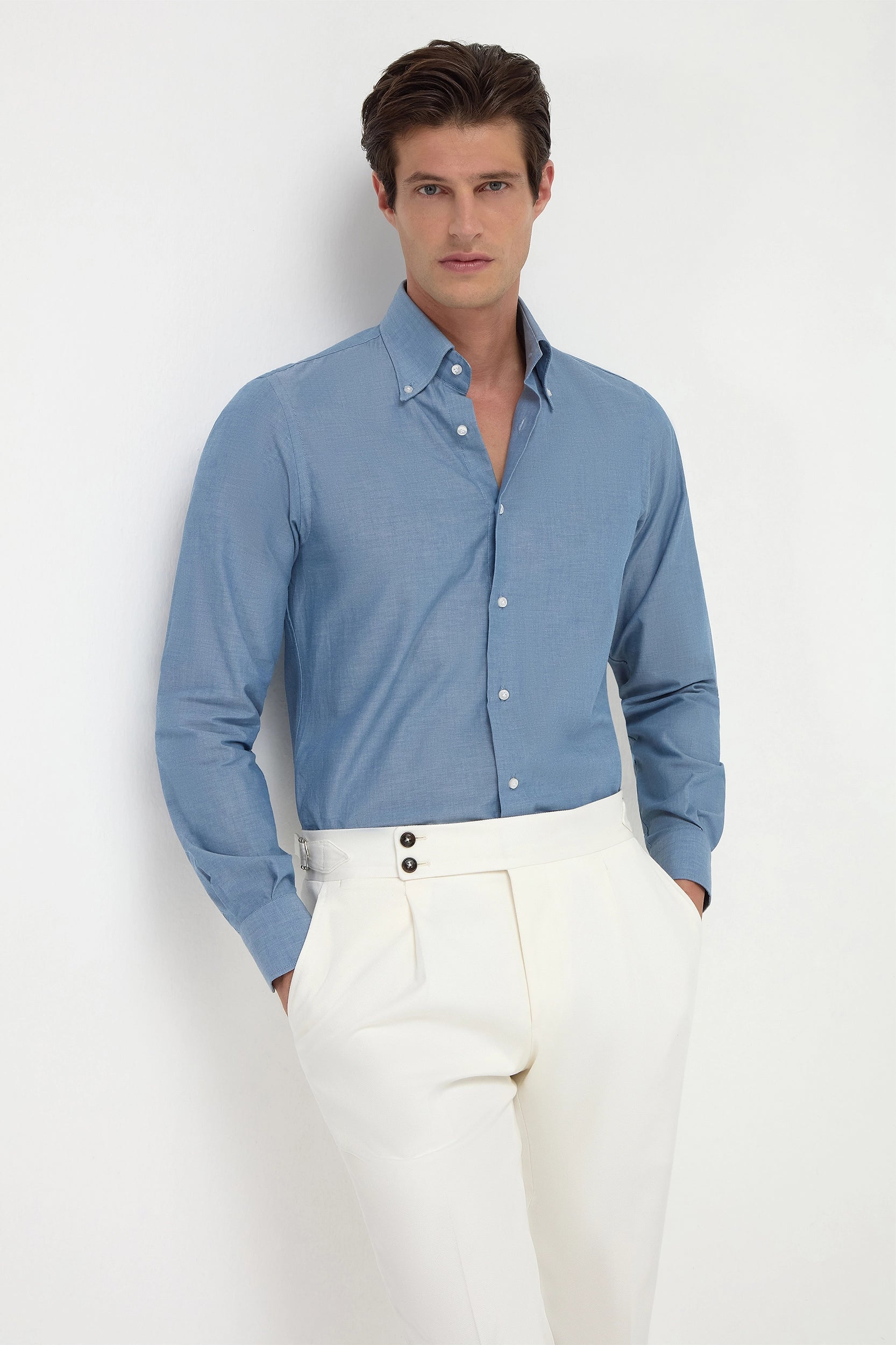 Half Price Blue chambray button down shirt - Made in Italy