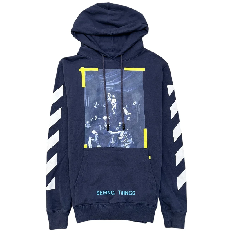 Super Deal Men's Ss17 Diagonal Caravaggio Hoodie Navy Size S
