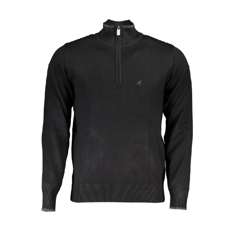 U.S. Grand Polo Elegant Half Zip Sweater with Contrast Men's Details