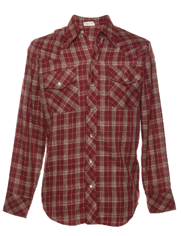One-Day Only Red & Brown Classic Checked Shirt - M