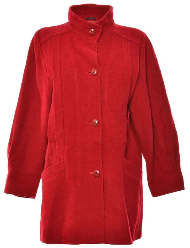 Single Breasted Red Coat - L