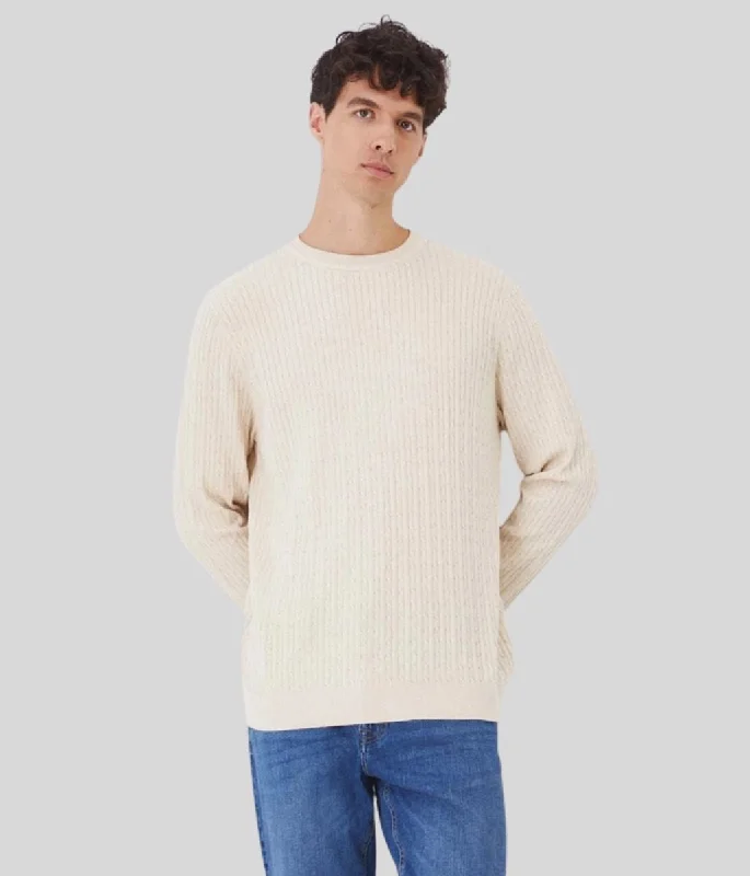 Can't Beat Natural Mens Wool Blend Cable Jumper
