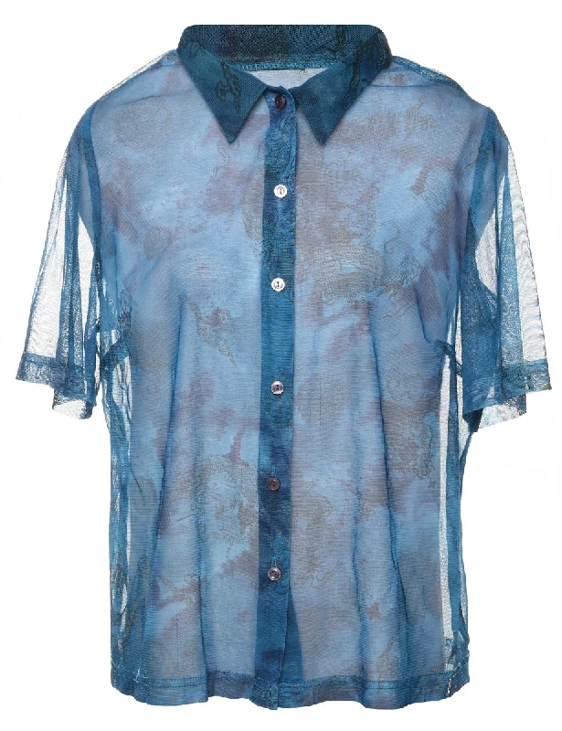 Sheer Effect Floral Shirt - XL