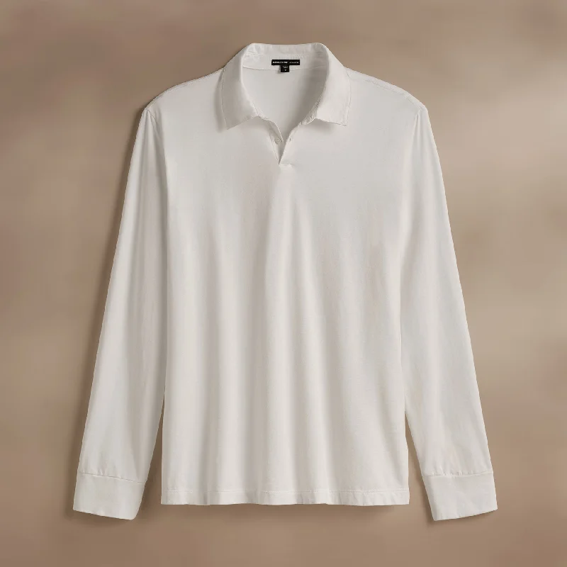 Sale Event Heavy Luxe Jersey Long Sleeve Polo - White