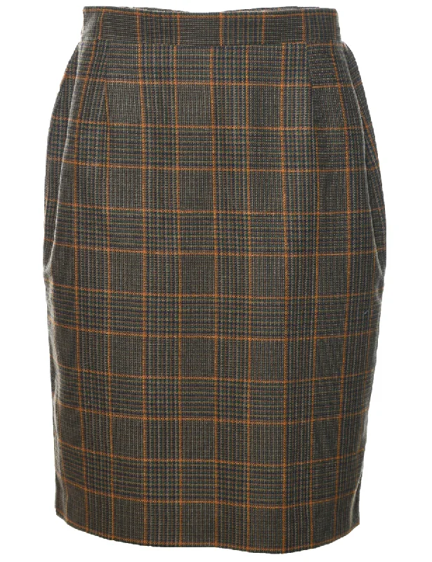Weekend Discounts to Indulge In Plaid Pencil Skirt - M