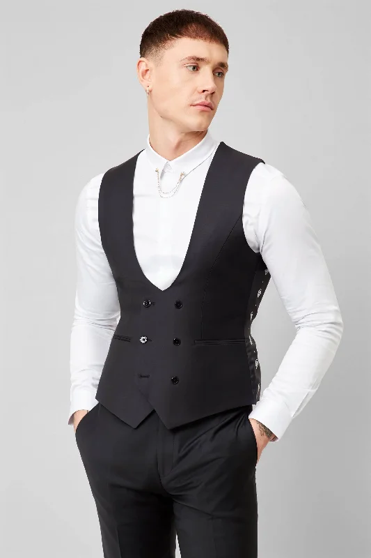 Kingdon Skinny Fit Black Dinner Waistcoat