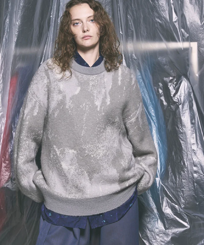 Weekend Specials to Snag Prime-Over Abstract Mohair Shaggy Crew Neck Knit Pullover