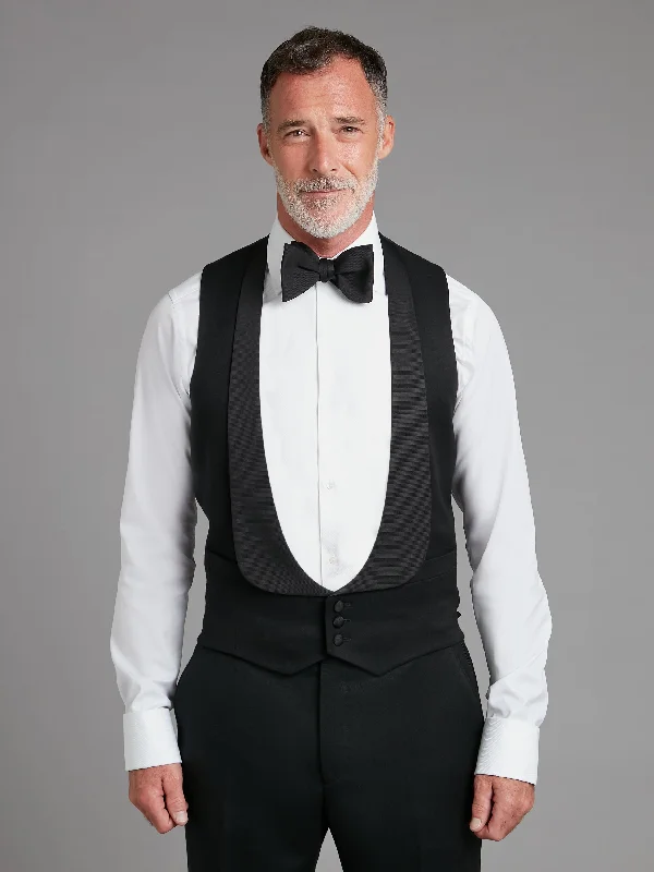 Single Breasted Evening Waistcoat - Black