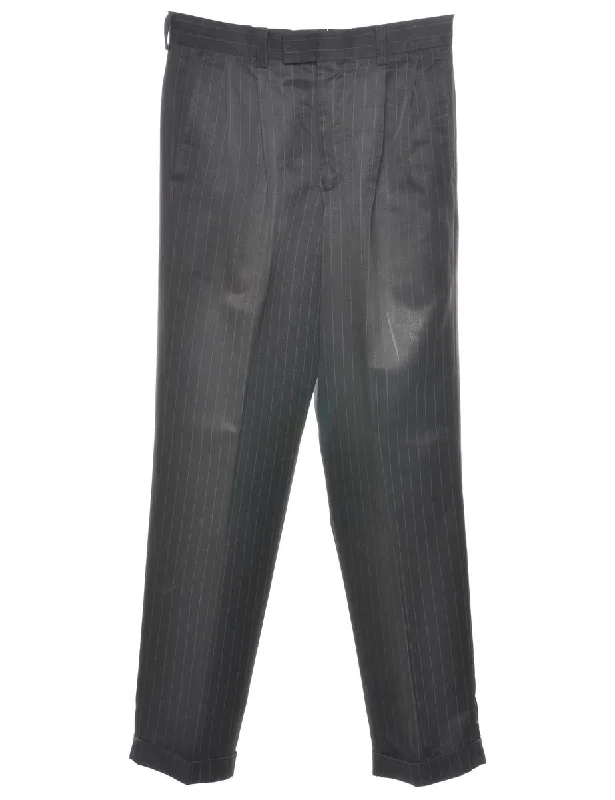 Weekend Wonders Await! Pinstriped Black Classic Suit Trousers - W30 L30