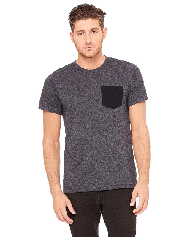 Bella+Canvas Jersey Pocket T-Shirt | Drk Gry Htr/ Blk