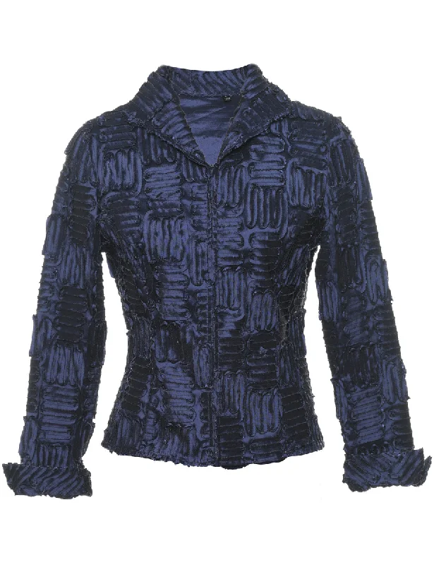 Weekend Savings Fiesta Purple Metallic Textured Zip-Front Evening Jacket - S