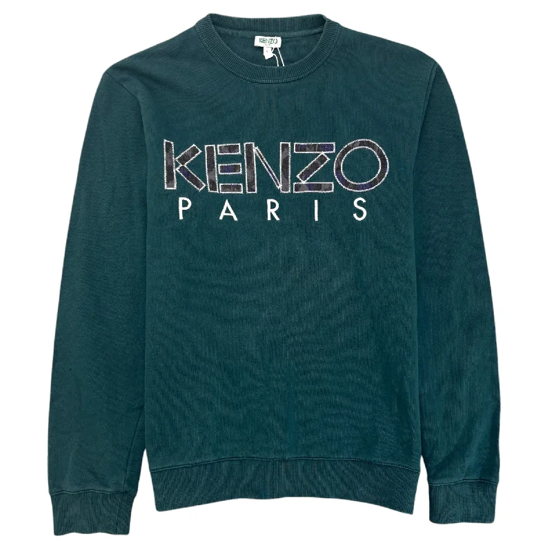 Weekend Bargains to Snag Men's Embroidered Logo Jumper Green Size S