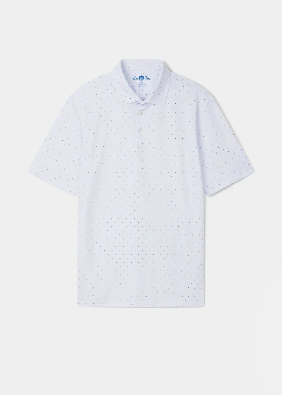 Weekend Price Cuts Galore Shalford Performance Polo Shirt with Blue Print Design