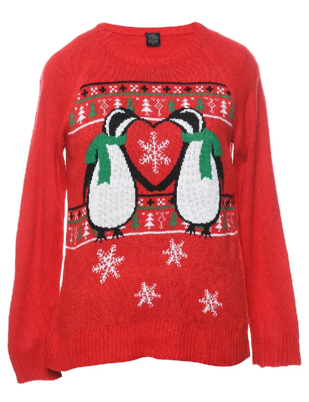 Weekend Deals to Make You Smile Red Christmas Jumper - M