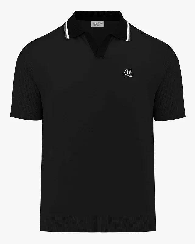 Weekend Specials to Celebrate Men's Open Collar Short Sleeve Knit - Black