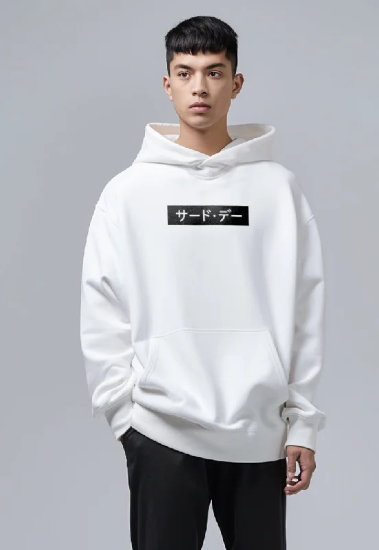 Lowest Price MOA79 Hoodies Premium ScubaLux Anti Kusut Waterproof "Katakana Inverted" Putih